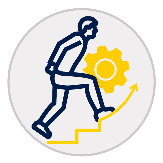 Illustration d'un homme sui monte des marches